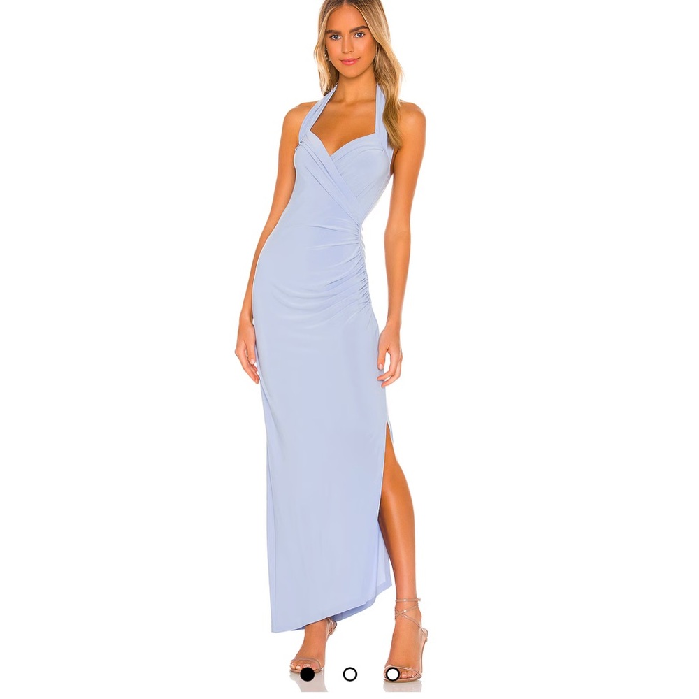 Norma Kamali x REVOLVE Halter Sweetheart Side Drape Gown in celestial blue